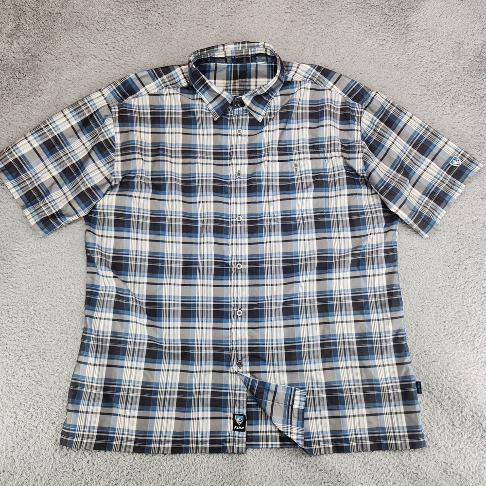 KUHL Short Sleeve Plaid Button Up Shirt Mens XXL Polyester